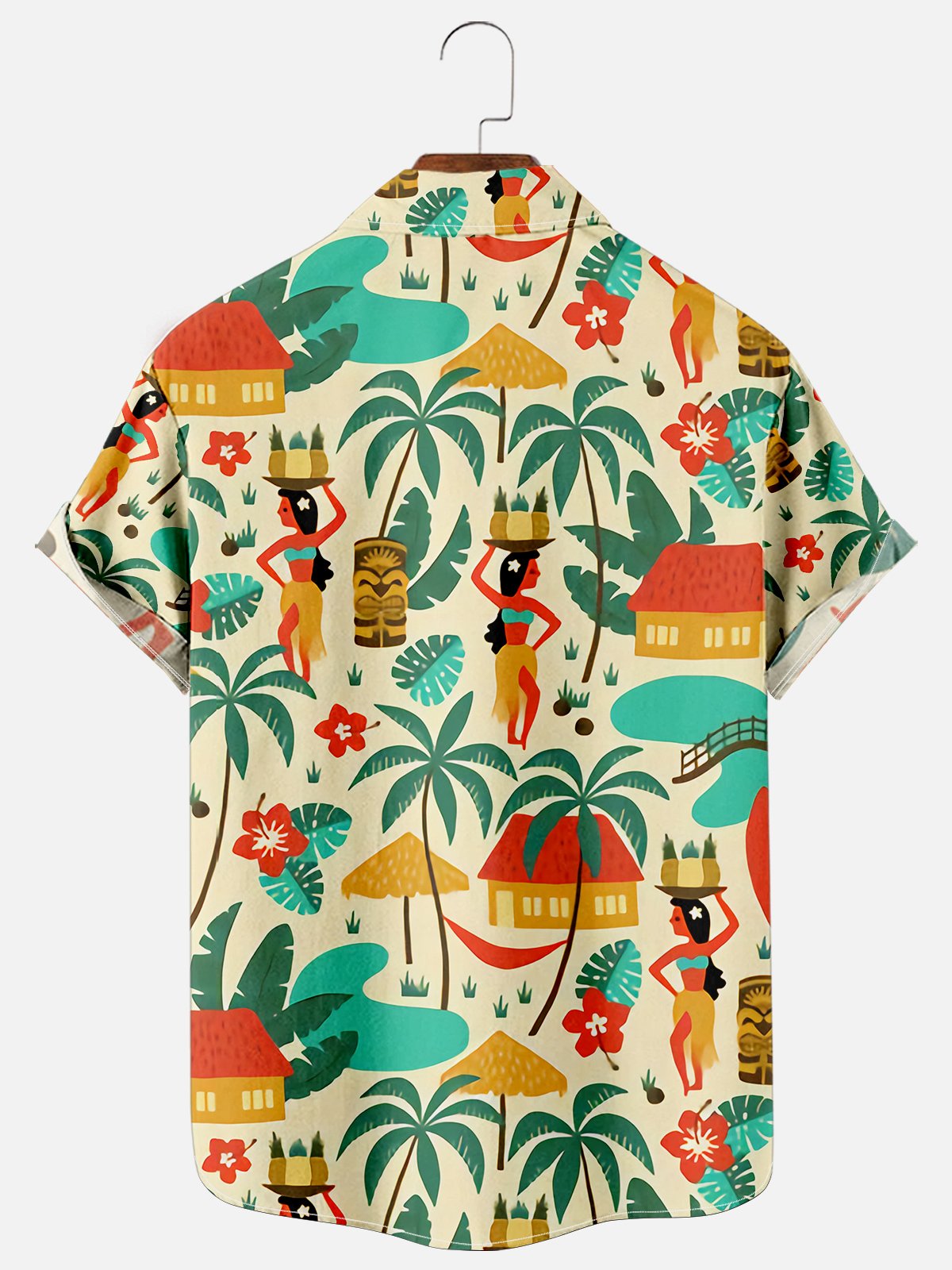 Mens Hawaiian Shirt  Aloha Beach Retro Hippie Girl Hawaiian Short Sleeve Shirt