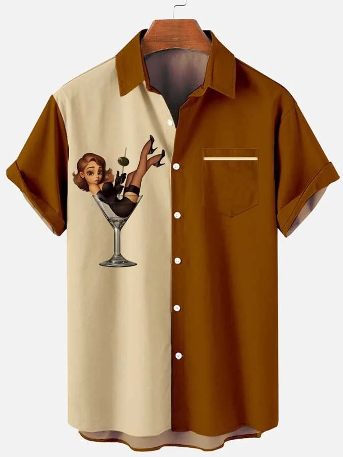 Men's Plus Size Happy Oktoberfest Pattern Shirt With Pockets