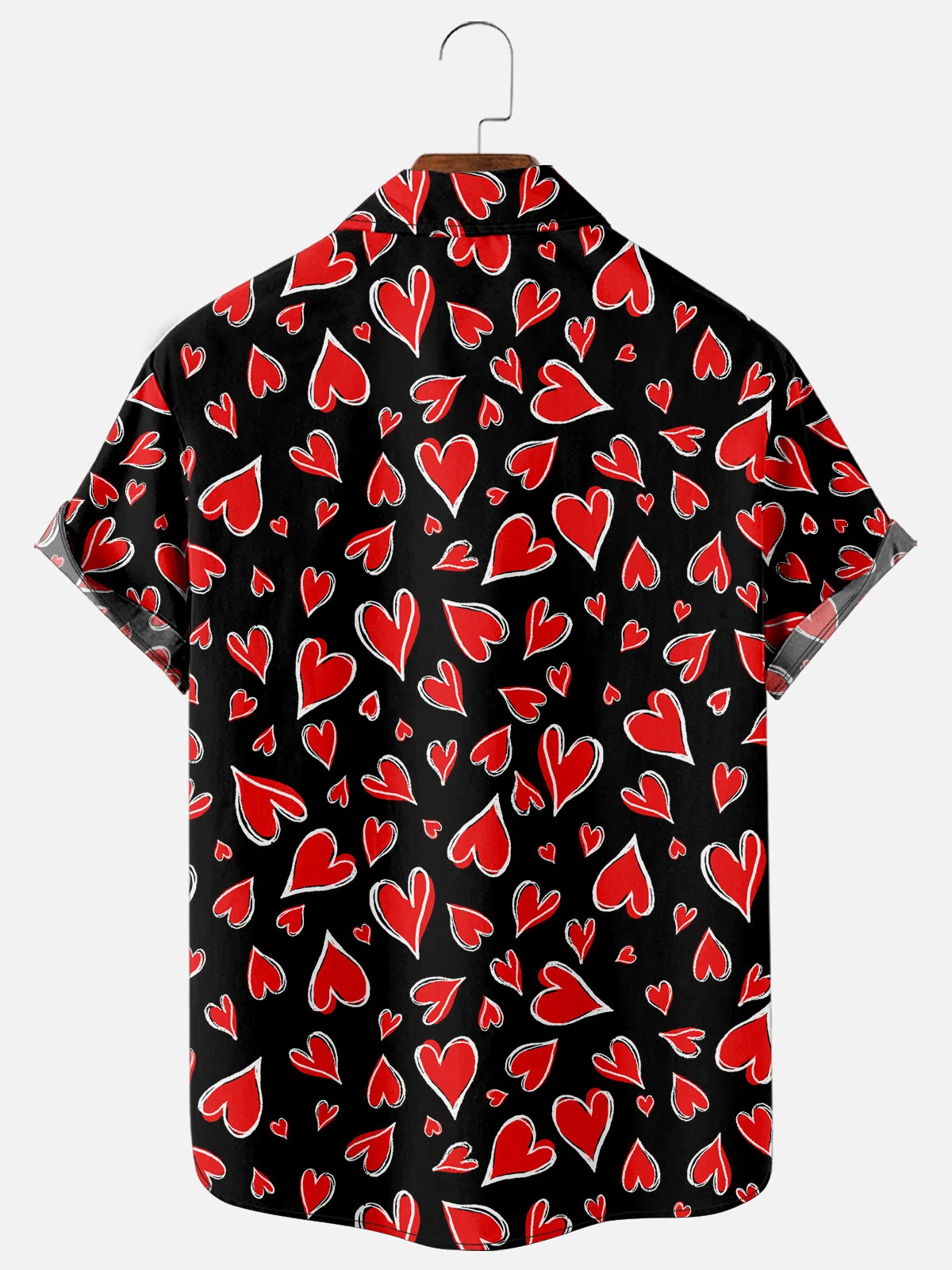 Men’s Love Printed Hawaiian Shirts Comfortable-Blend Valentine's Short Sleeve Tops