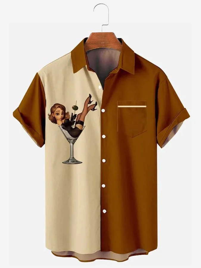 Men's Plus Size Happy Oktoberfest Pattern Shirt With Pockets