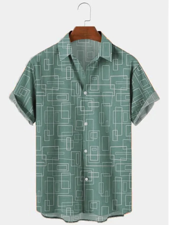 Mens Geometric Casual SeriesShort Sleeve Shirts & Tops | royaura