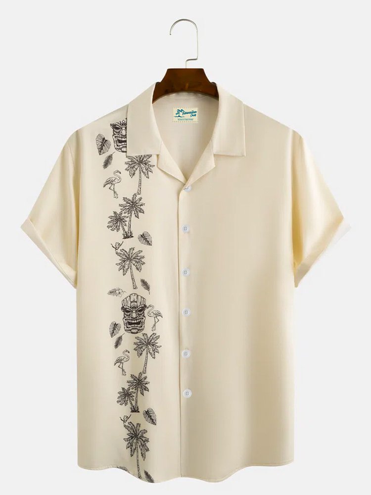 Men's Holiday TIKI Hawaiian Short Sleeve Shirt