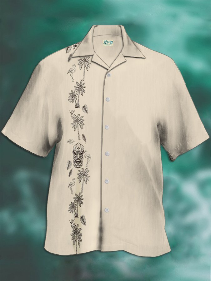 Men's Holiday TIKI Hawaiian Short Sleeve Shirt