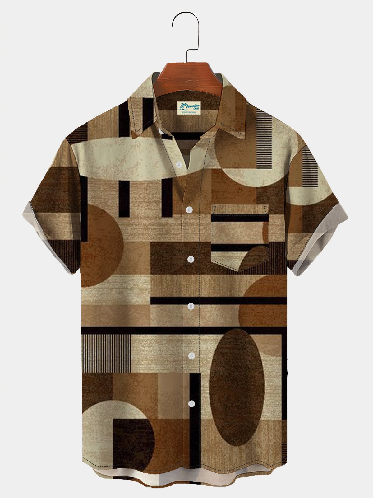 Men's Geometric Hawaiian Short Sleeve Shirt