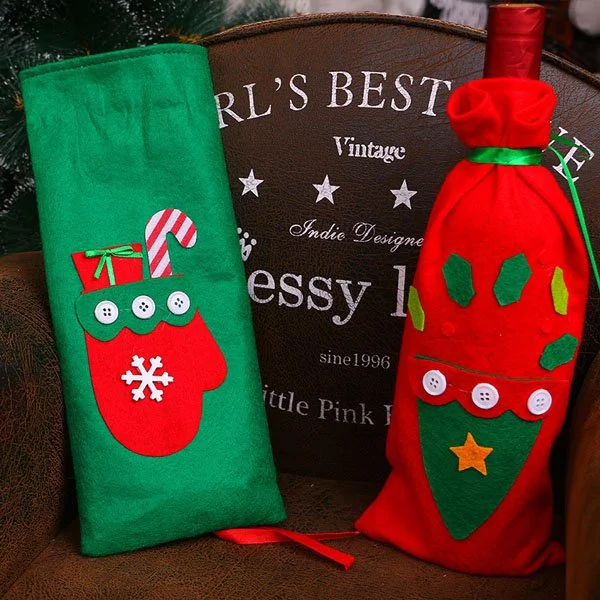 Christmas Decorations Stickers Wine Bottle Bag