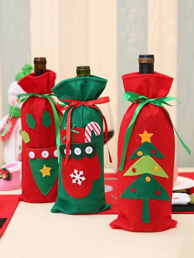 Christmas Decorations Stickers Wine Bottle Bag