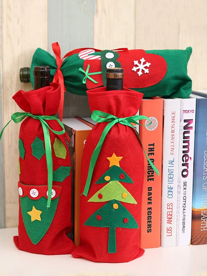 Christmas Decorations Stickers Wine Bottle Bag