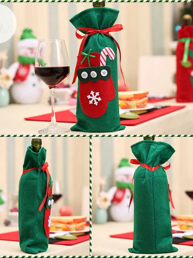 Christmas Decorations Stickers Wine Bottle Bag