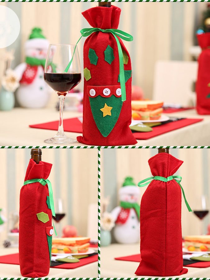 Christmas Decorations Stickers Wine Bottle Bag