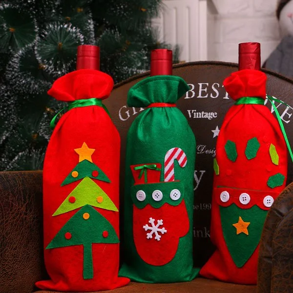 Christmas Decorations Stickers Wine Bottle Bag