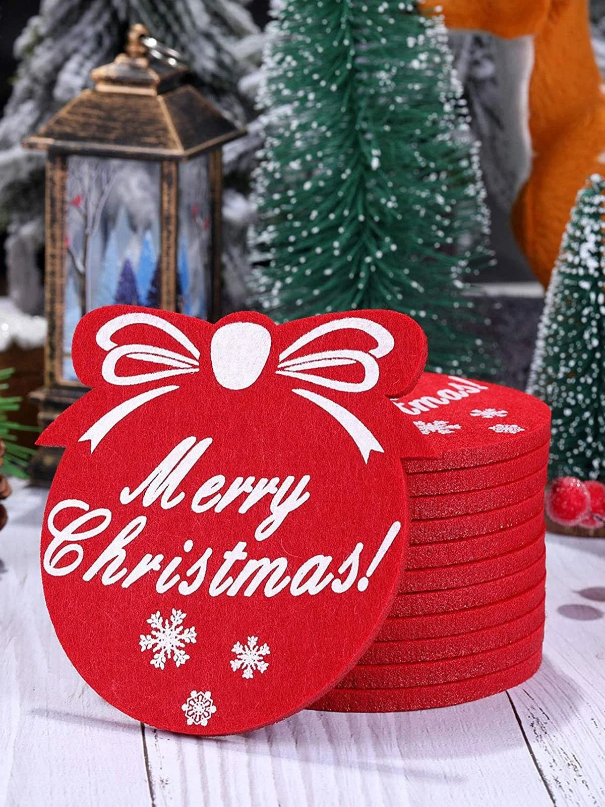 Christmas Ornaments Home Insulation Absorbent Felt Decorative Dinner Coasters