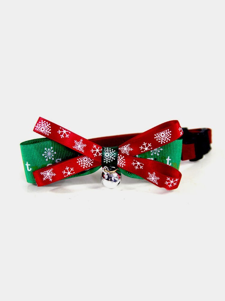 Royaura Cat & Dog Christmas Silver Bell Pet Bow Tie (Adjustable size）