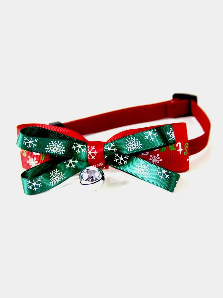 Royaura Cat & Dog Christmas Silver Bell Pet Bow Tie (Adjustable size）