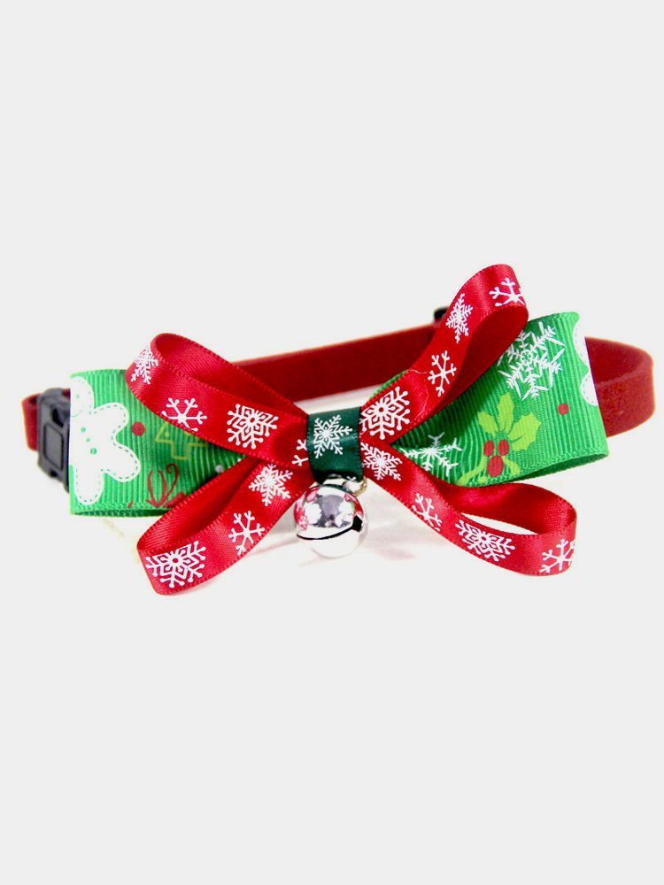 Royaura Cat & Dog Christmas Silver Bell Pet Bow Tie (Adjustable size）