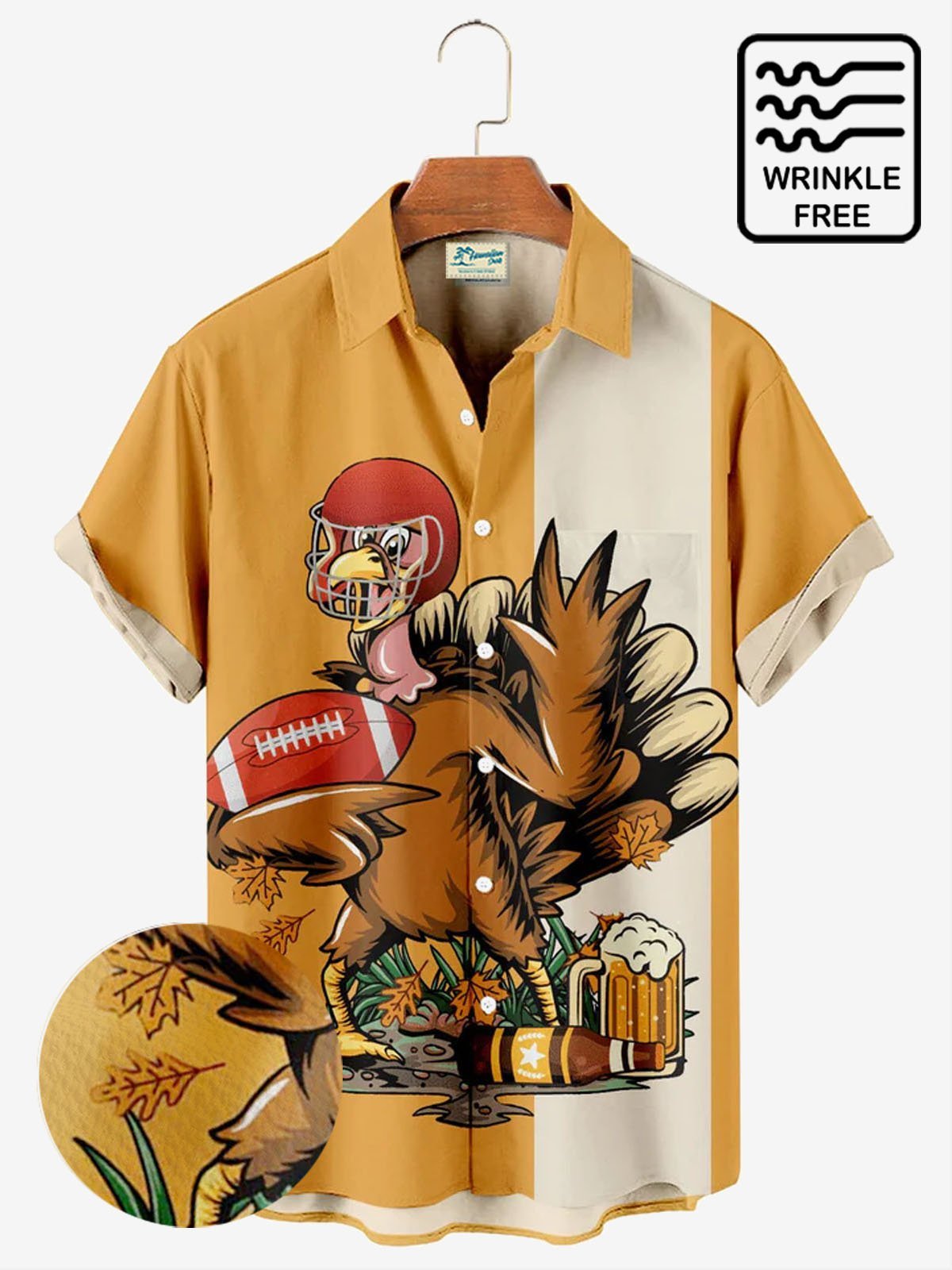 Royaura Men's Super Bowl Rubgy Football Shirts Wrinkle Free Seersucker Hawaiian Short Sleeve