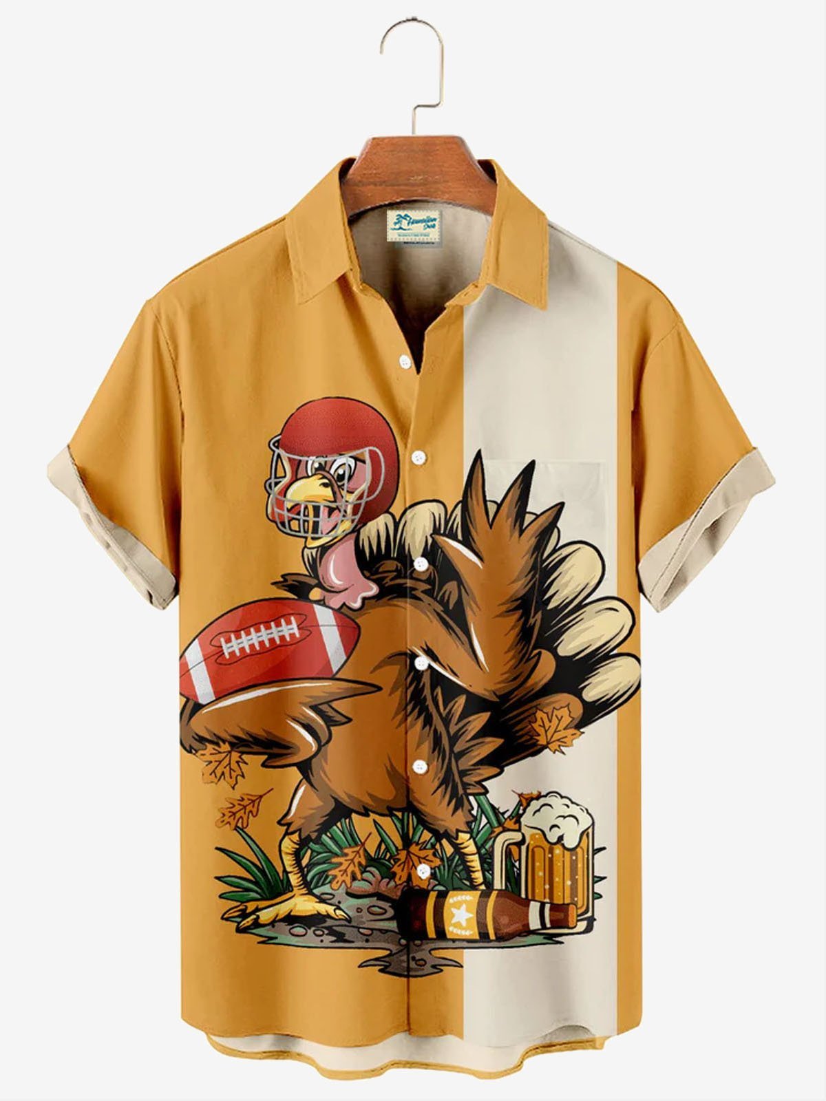 Royaura Men's Super Bowl Rubgy Football Shirts Wrinkle Free Seersucker Hawaiian Short Sleeve