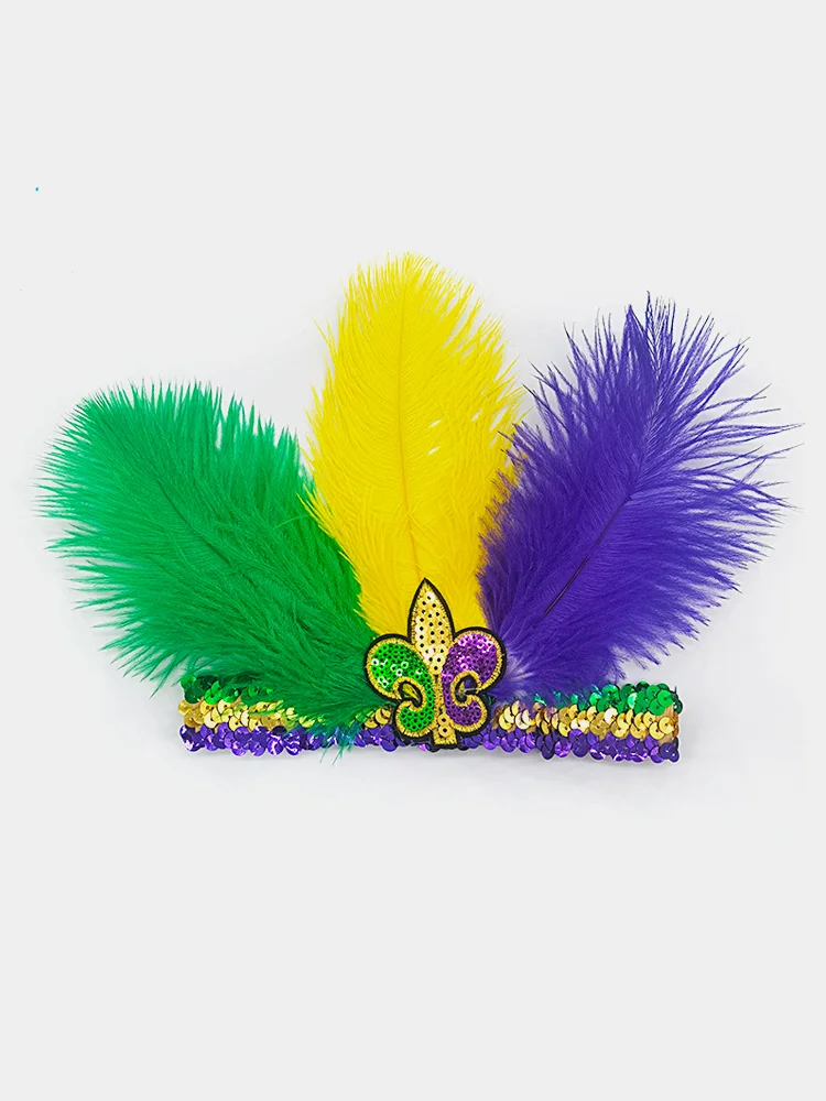 Royaura Carnival Ostrich Feather Headpiece Elastic Headband