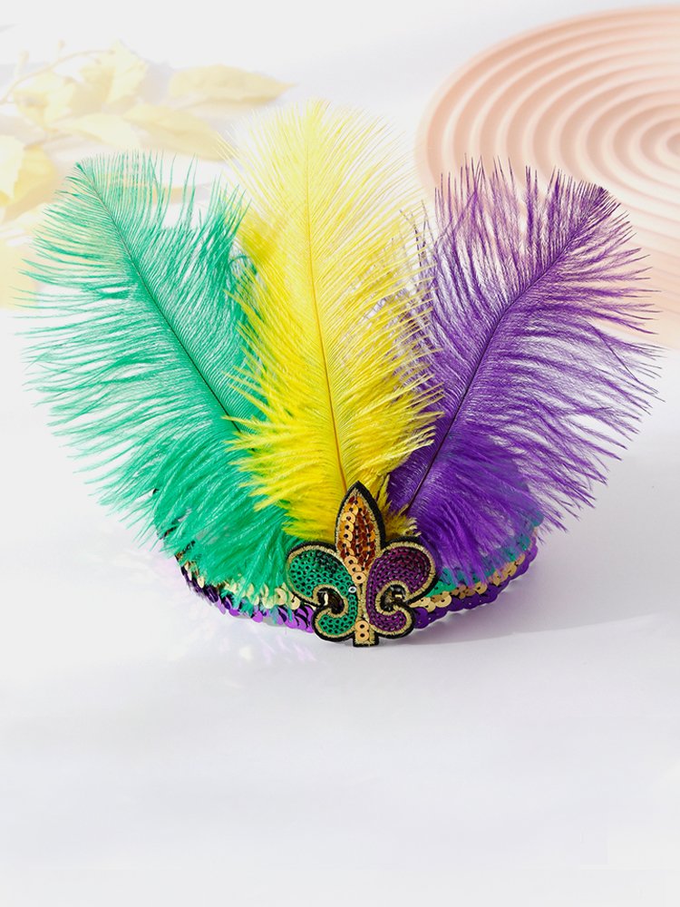 Royaura Carnival Ostrich Feather Headpiece Elastic Headband