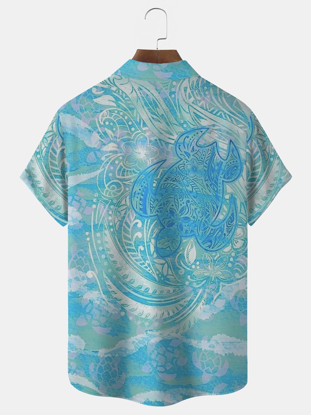 Royaura Turtle Vacation Beach Hawaii Oversized Aloha Wrinkle-Free Shirt