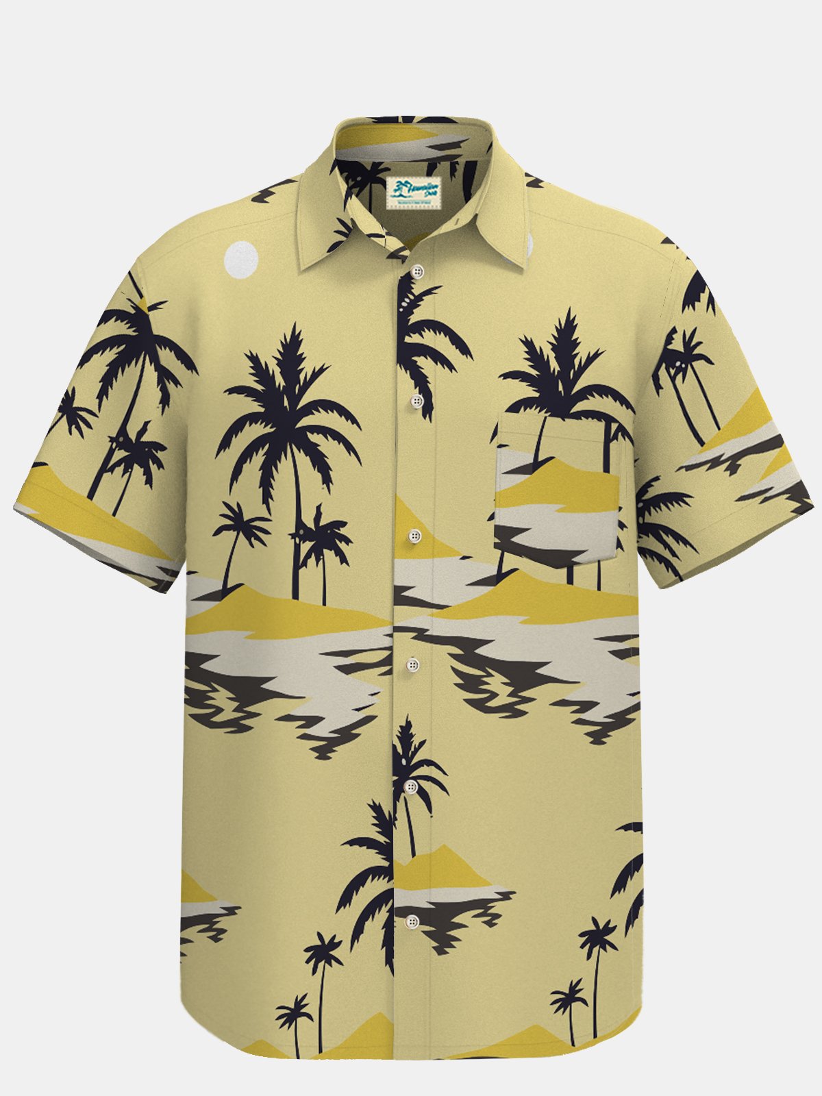 Royaura Waterproof Coconut Tree Hawaiian Shirt Stain-Resistant Hydrophobic Beach Shirt