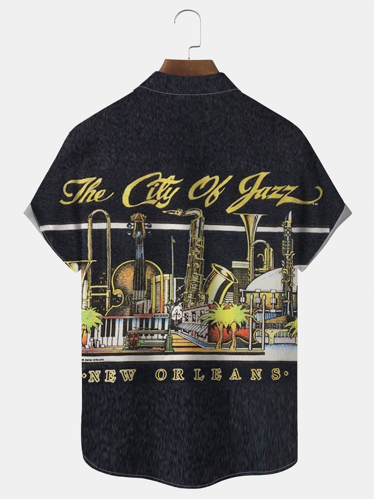 Royaura New Orleans Jazz Music Men's Button Down Pocket Shirt