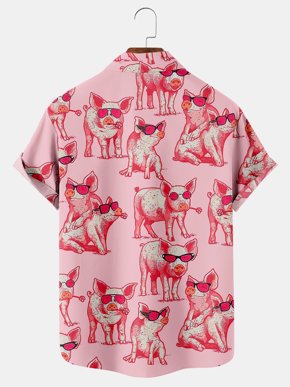 Royaura Vintage Pig Men's Button Down Pocket Shirt