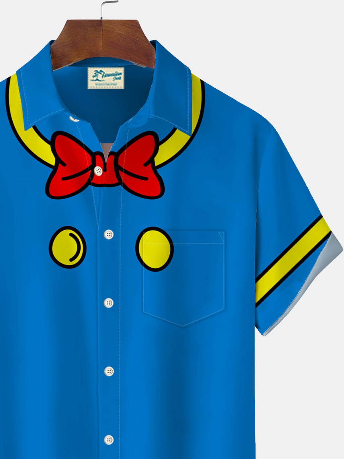 Royaura Cartoon Blue Printed Men's Button Pocket Shirt