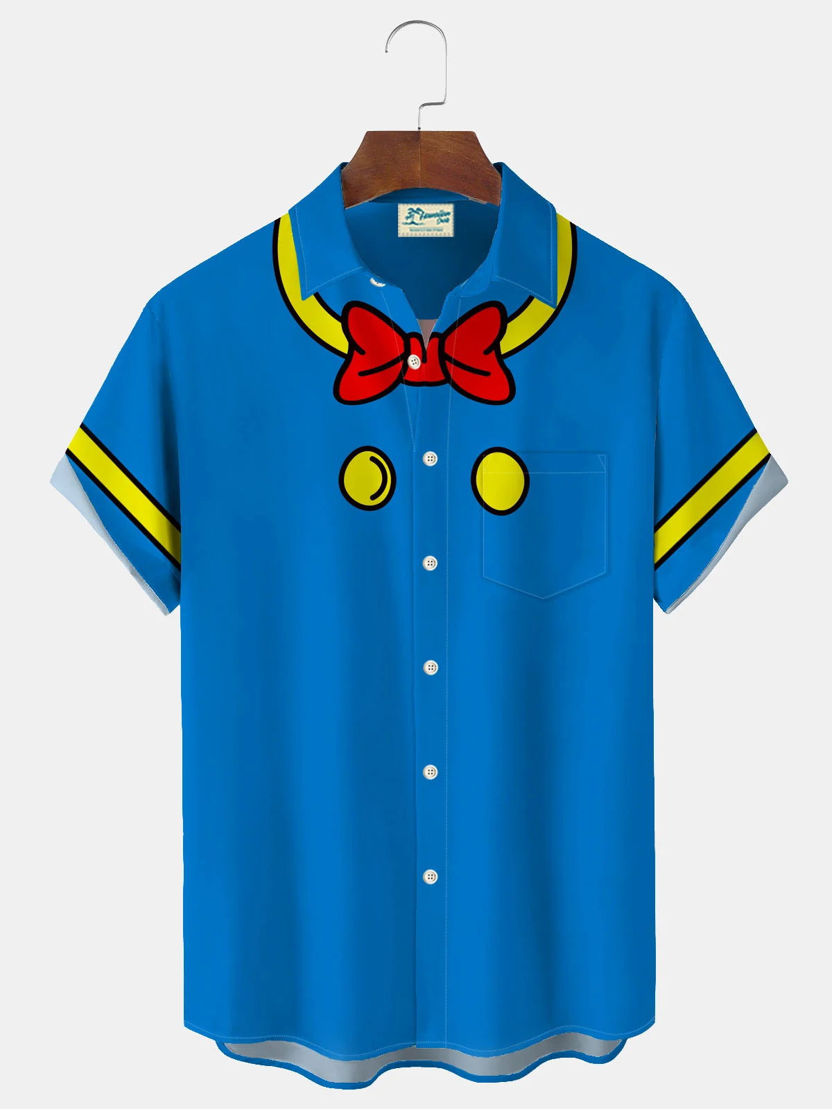 Royaura Cartoon Blue Printed Men's Button Pocket Shirt