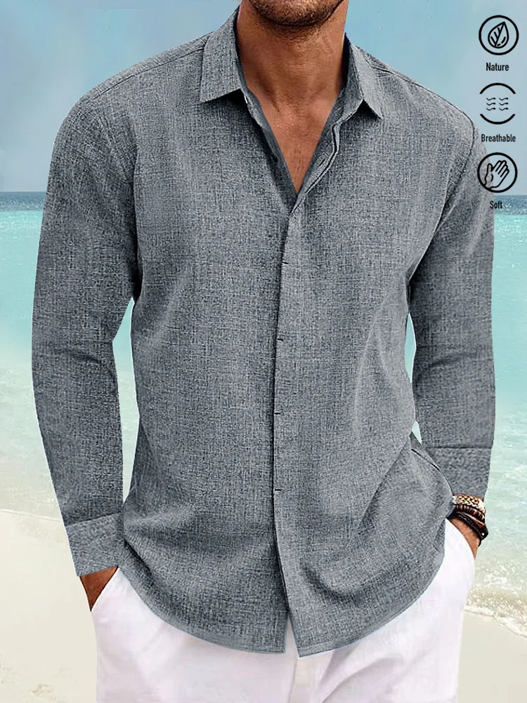 Royaura Basic Natural Fiber Plain Men's Button Down Long Sleeve Shirt ...