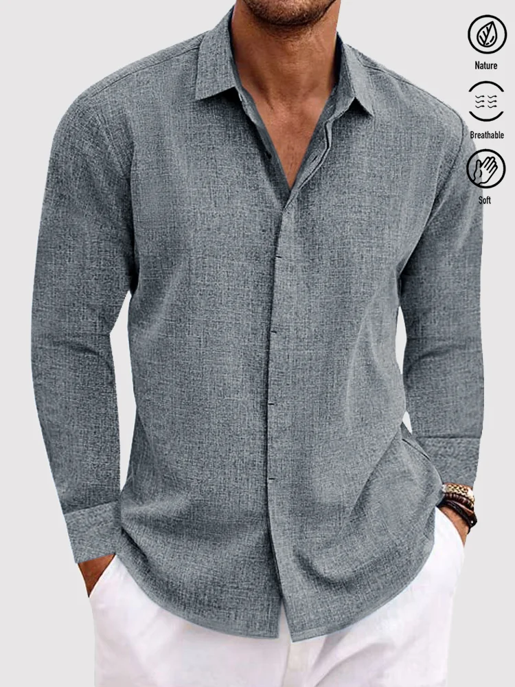 Royaura Basic Natural Fiber Plain Men's Button Down Long Sleeve Shirt ...