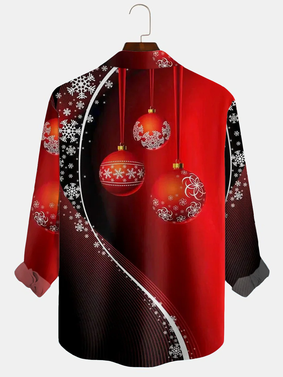 Royaura Christmas Printed Men's Button Pocket Long Sleeve Shirt