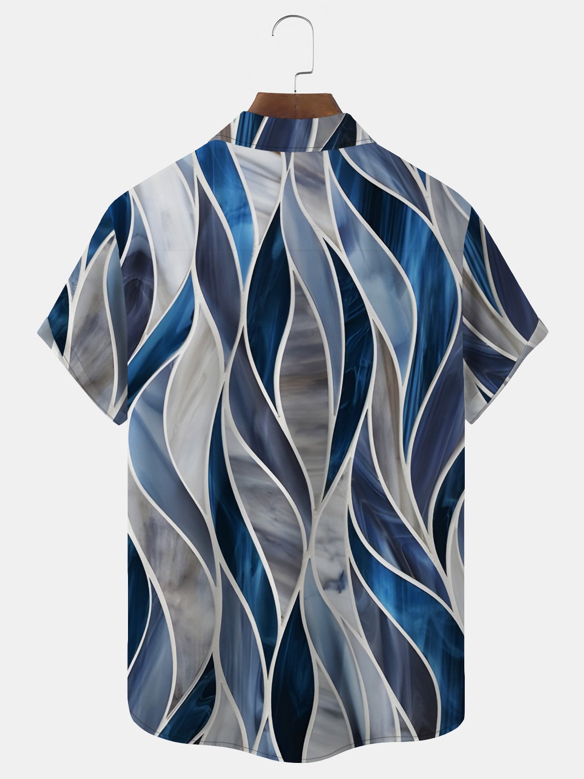 Royaura 50’s Vintage Mid-Century Geometric Blue Men's Casual Shirts ...