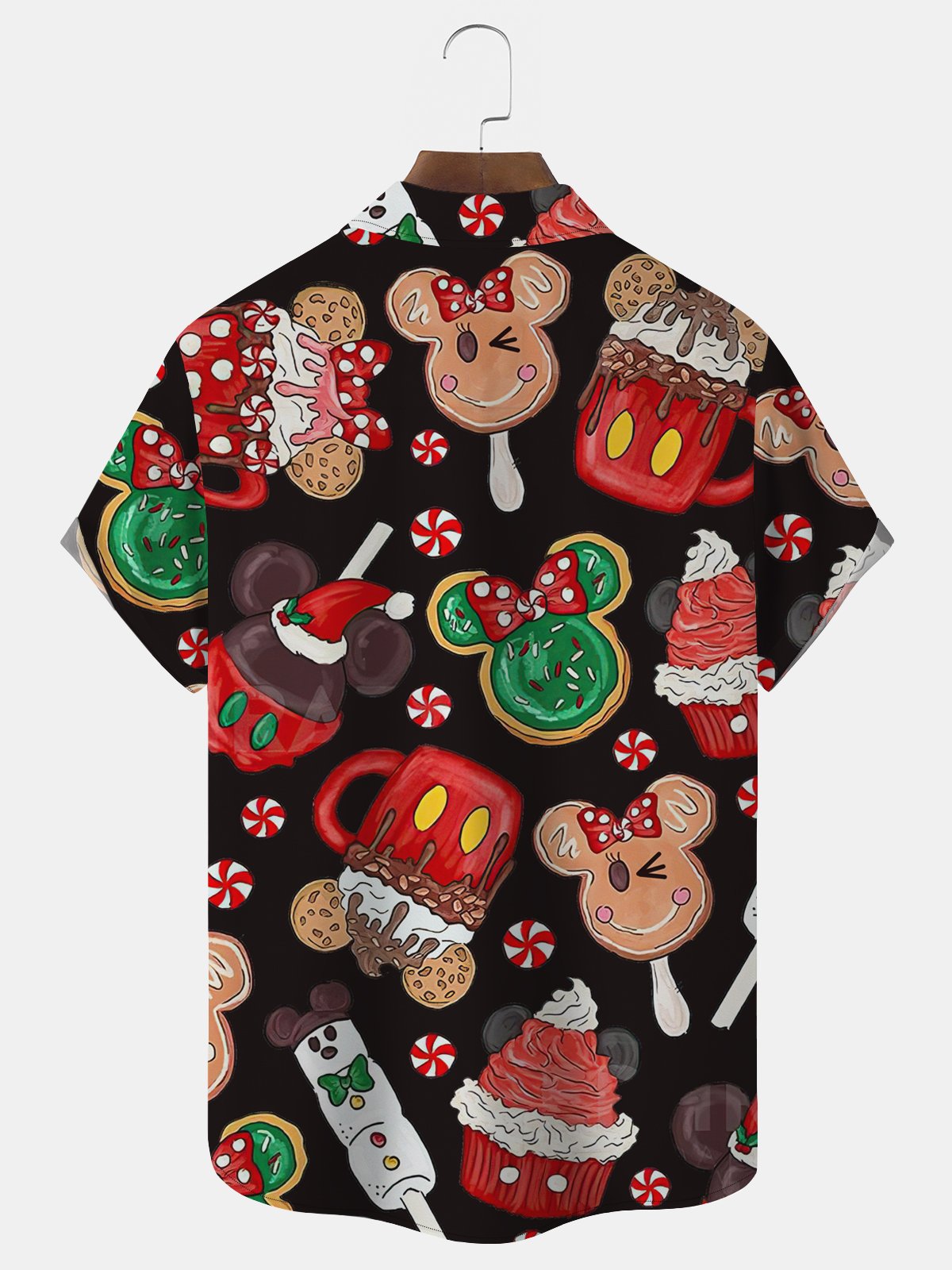 Royaura Christmas Cartoon Print Men's Button Pocket Shirt