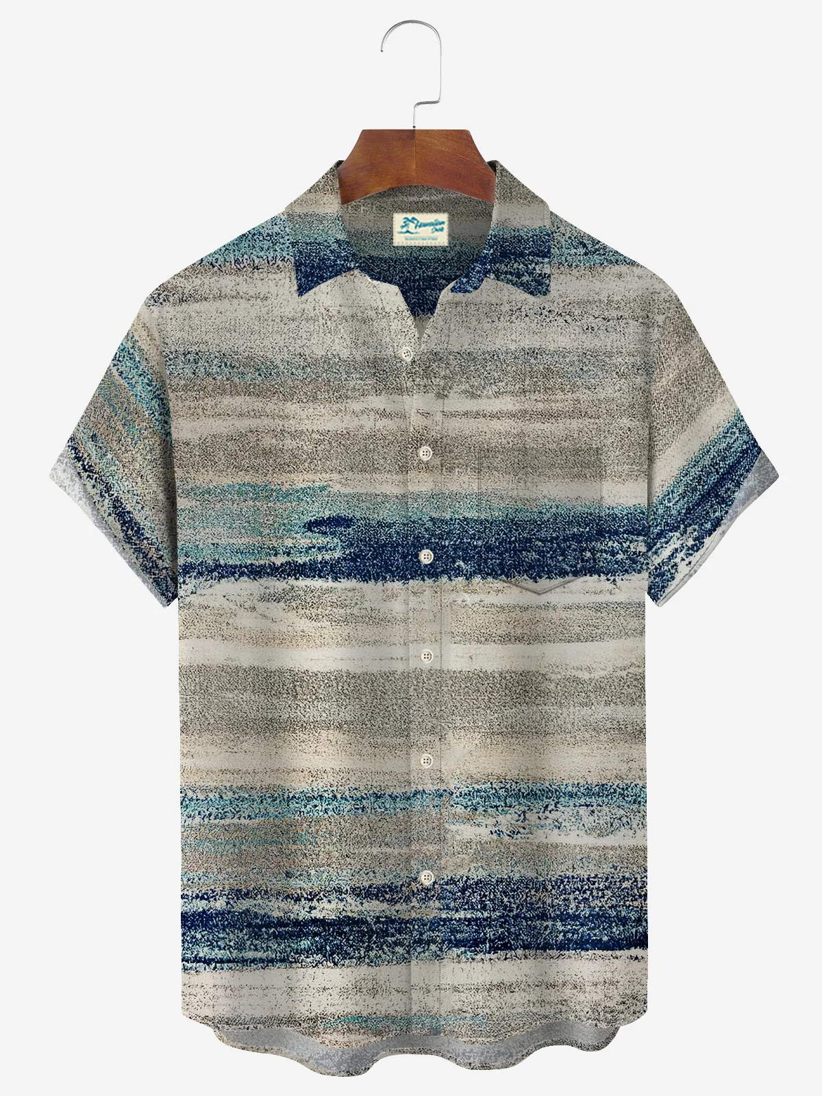 Royaura Vintage Ombre Print Textured Men's Button Pocket Shirt