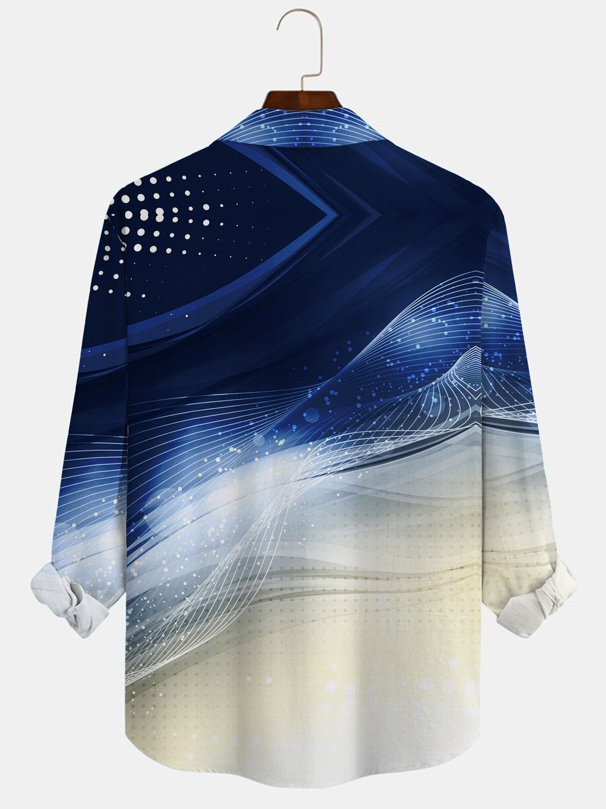 Royaura Gradient Geometric Art Print Men's Button Up Long Sleeve Shirt