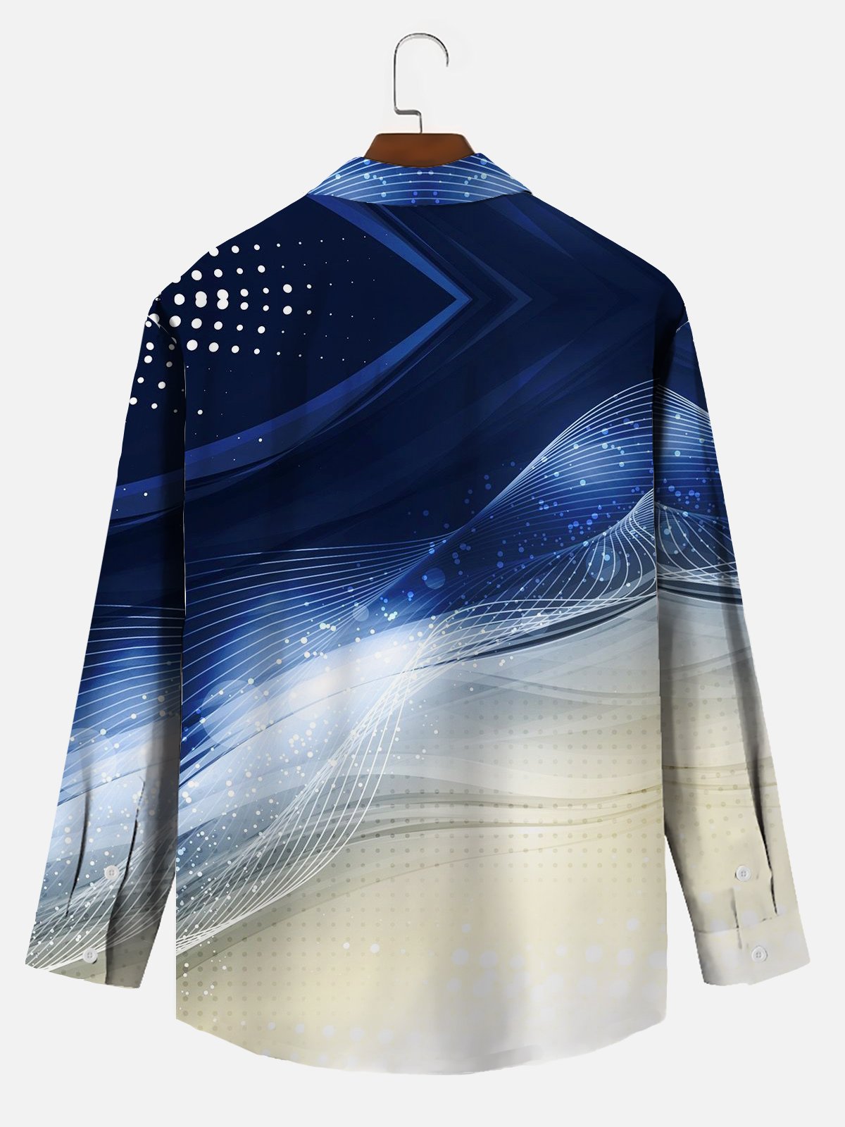 Royaura Gradient Geometric Art Print Men's Button Up Long Sleeve Shirt