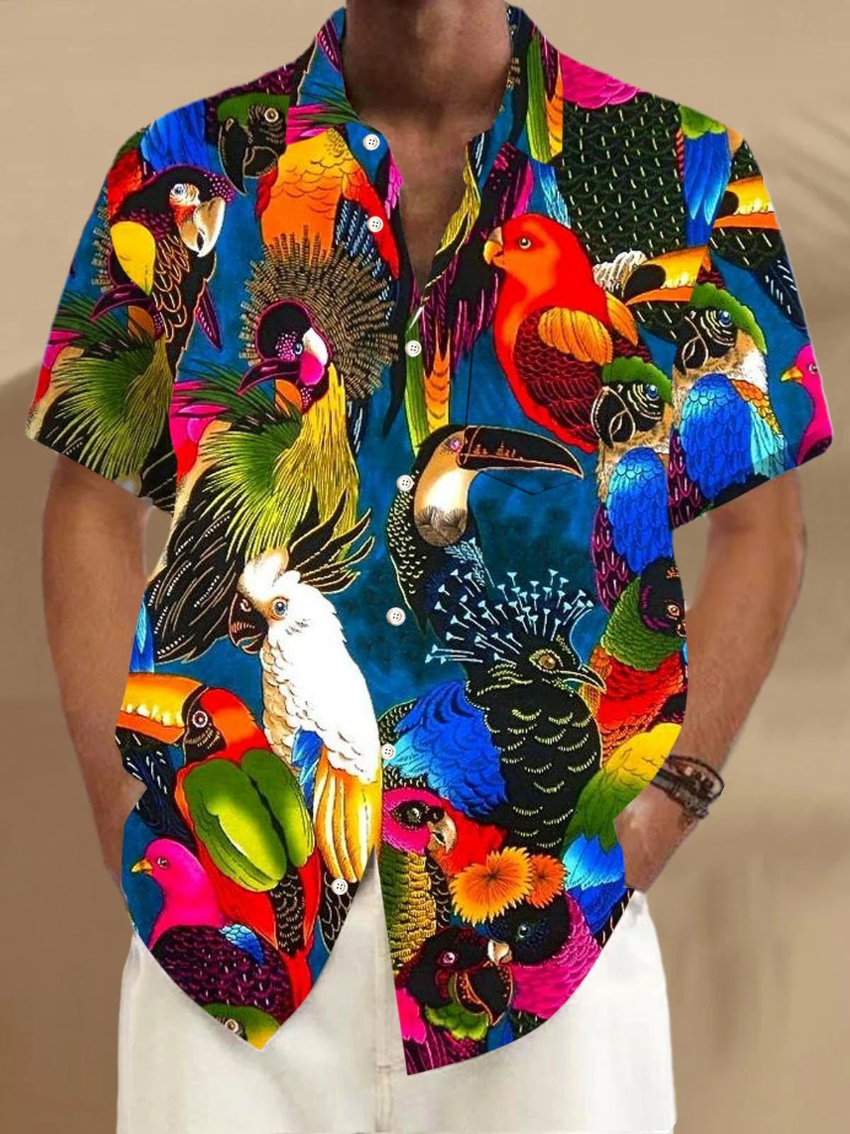 Royaura® Hawaiian Parrot Plant Gradient 3d Print Mens Button Pocket