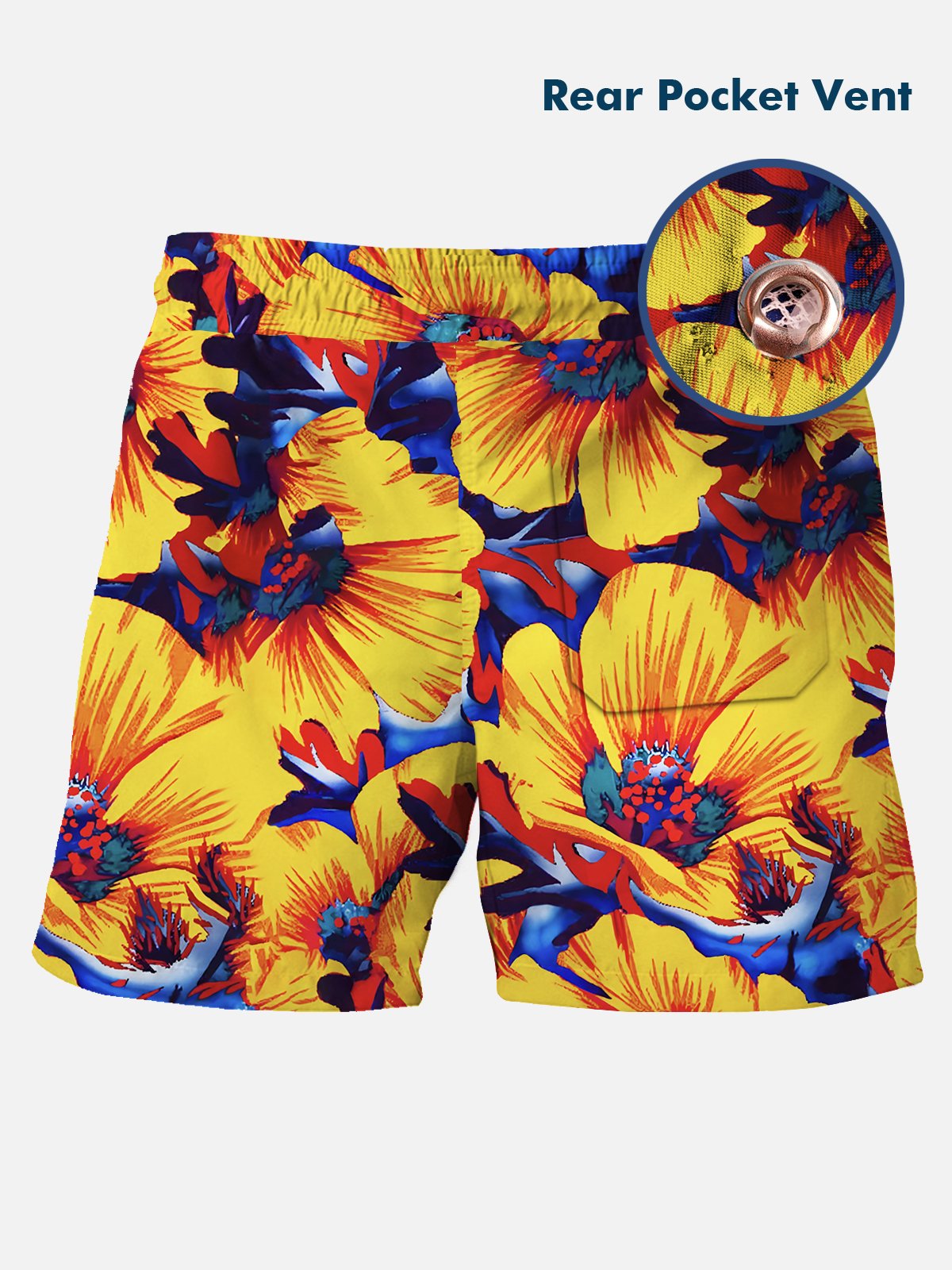 Royaura® Hawaiian Floral Print Men's Beach Shorts