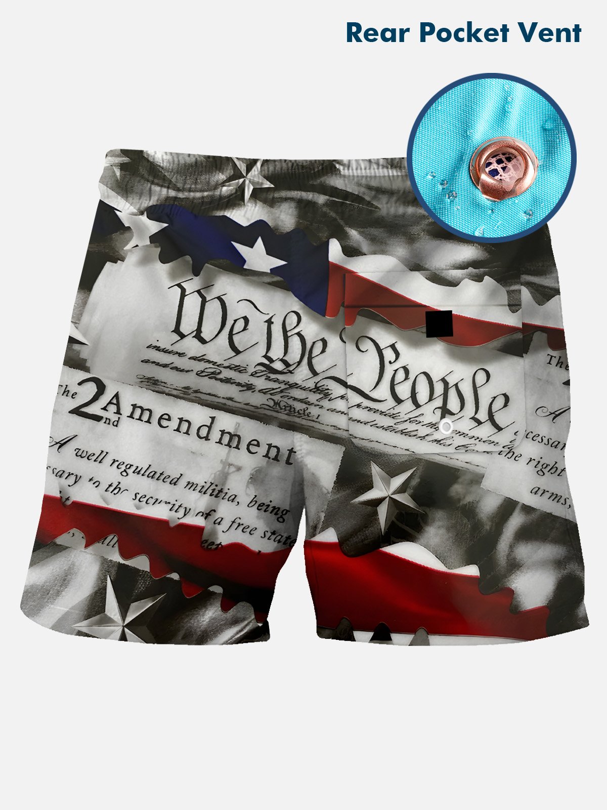 Royaura® Independence Day Men's Hawaiian Beach Shorts Quick-Dry Stretch Pocket Swim Trunk Big Tall