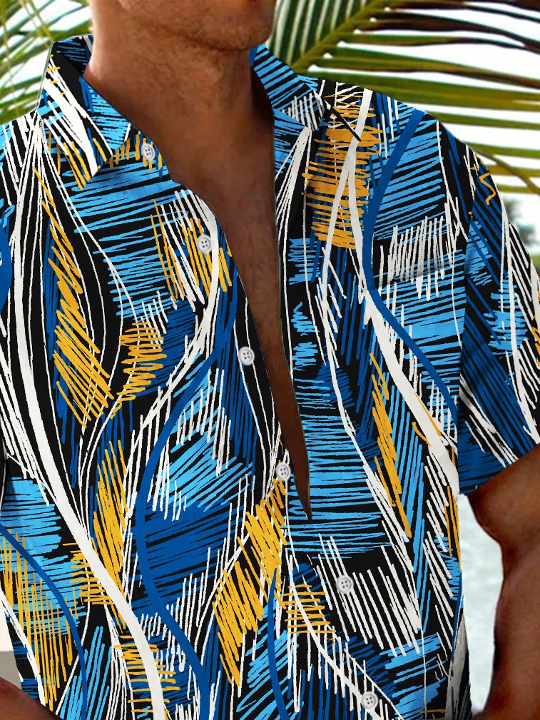 Royaura® Vintage Abstract Texture Print Chest Pocket Shirt Plus Size Men's Shirt Big Tall