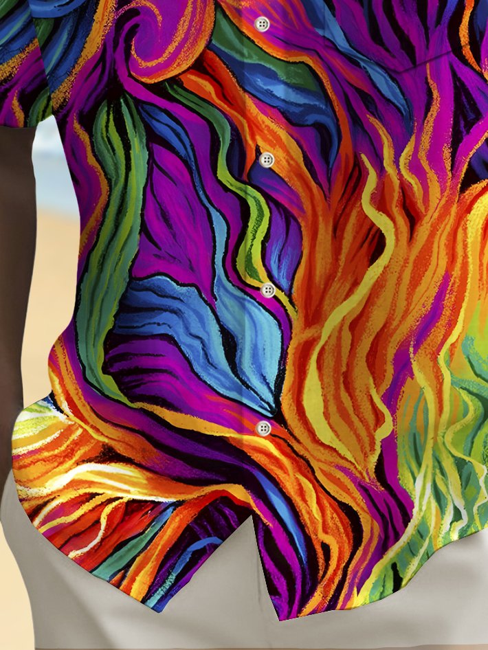 Royaura®  Holiday Men's Pride Month Abstract Art Print Casual Breathable Short Sleeve Shirt Big Tall