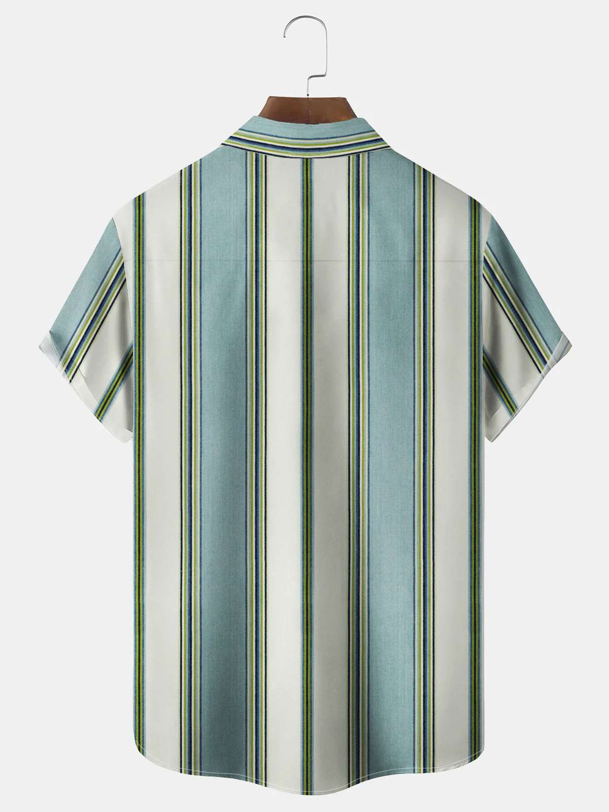 Royaura® Vintage Bowling Stripe Print Chest Pocket Men's High Shirt Big Tall