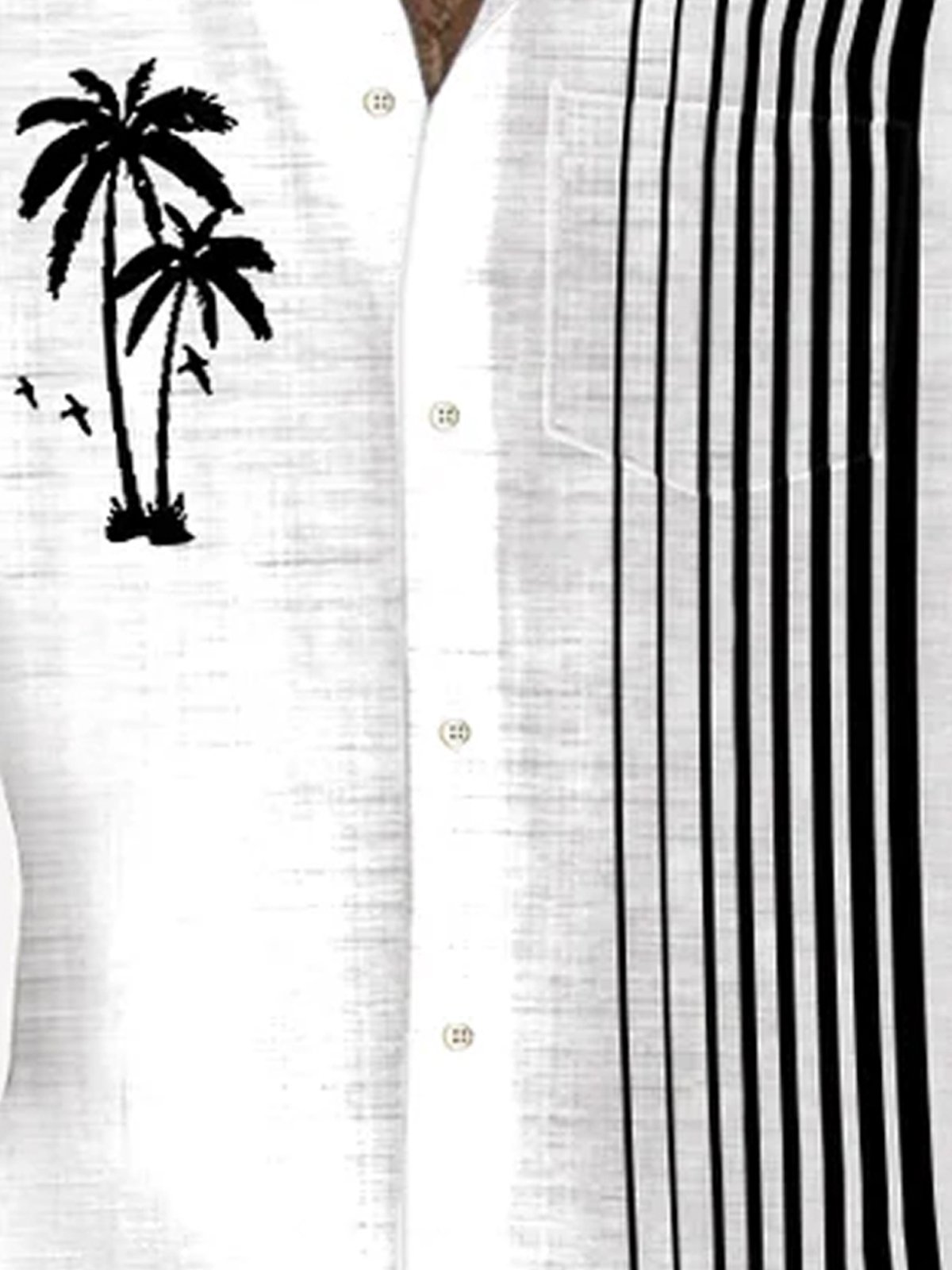 Royaura® Hawaiian Coconut Tree Stripe 3D Print Men's Button Pocket Short Sleeve Shirt Big & Tall