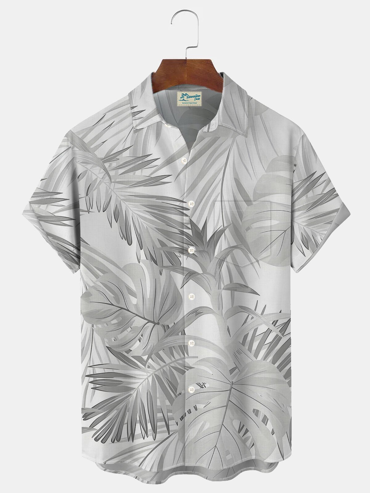 Royaura® Beach Vacation Tropical Leaves Men's Hawaiian Shirt Stretch Camp Pocket Shirt Big Tall