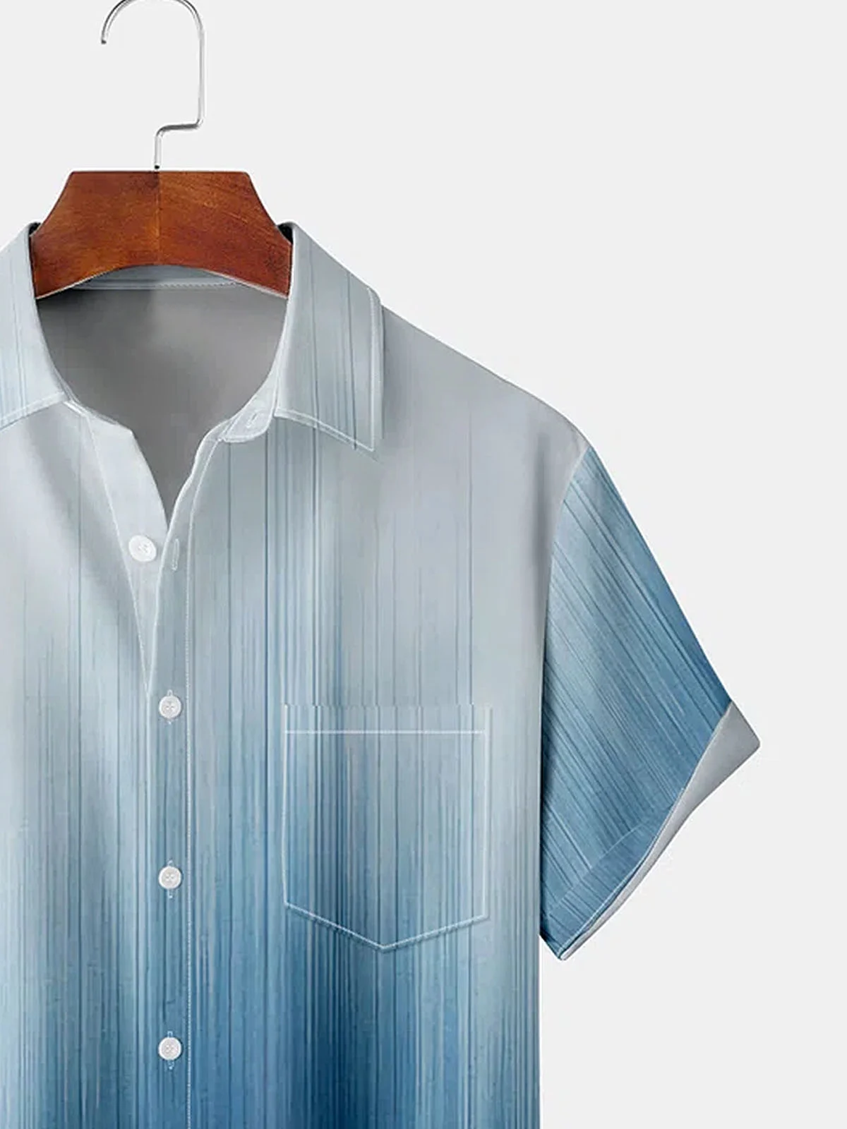 Royaura® Retro Gradient Stripes 3D Printed Men's Buttons Pocket Short Sleeve Shirt Big & Tall