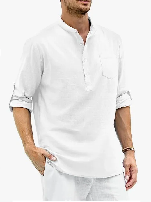 Royaura® Basic Men's Solid Buttoned Long Sleeve Shirt Big & Tall