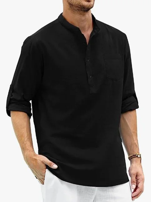 Royaura® Basic Men's Solid Buttoned Long Sleeve Shirt Big & Tall