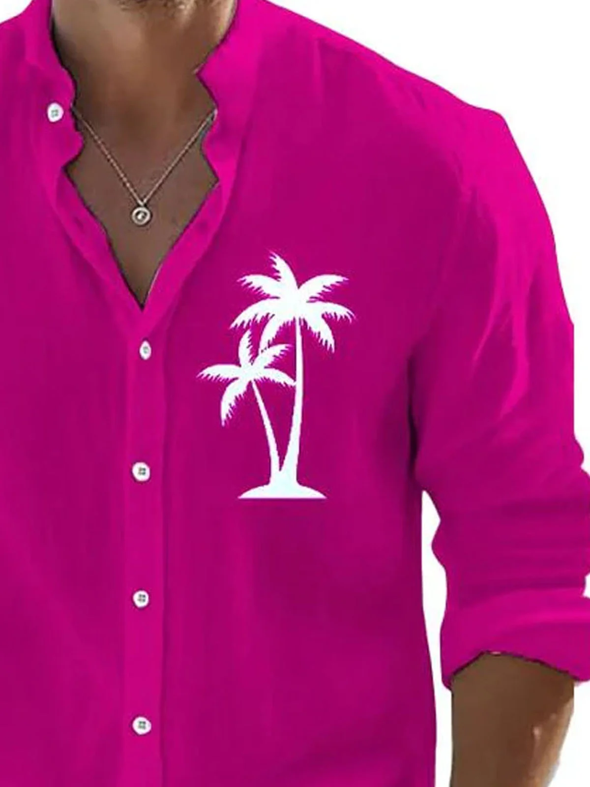 Royaura® Hawaiian Coconut Tree 3D Digital Print Men's Button Pocket Long Sleeve Shirt Big & Tall