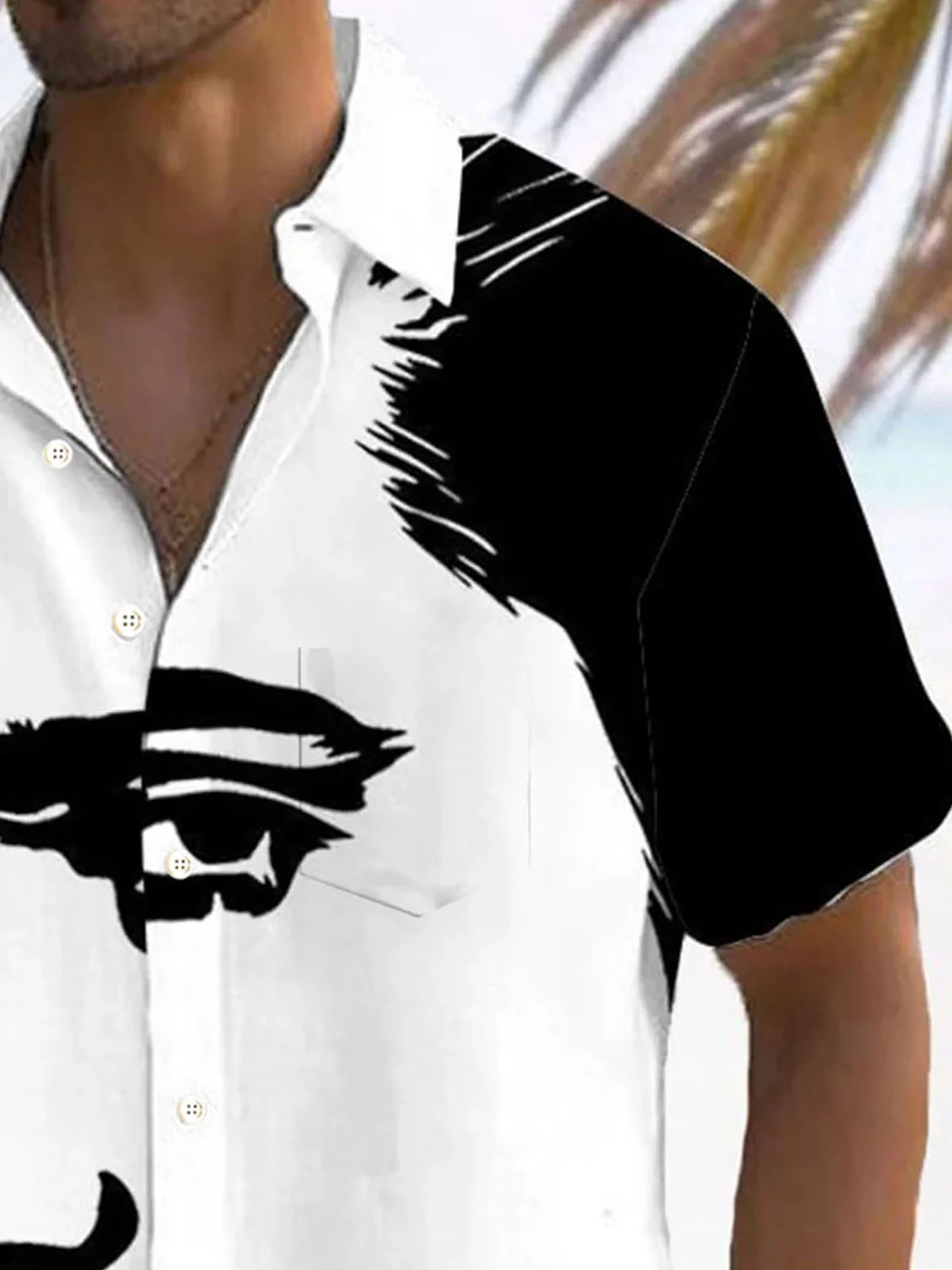 Royaura® Retro Music Portrait 3D Digital Print Men's Button Pocket Short Sleeve Shirt Big & Tall