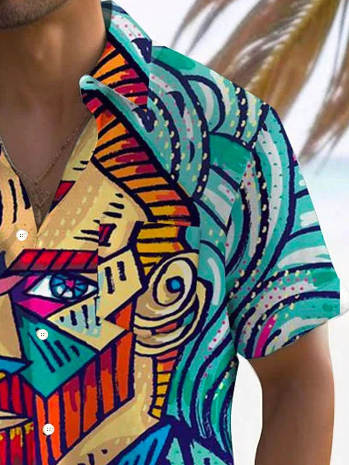 Royaura® Retro Oil Painting Art Music 3D Print Men's Button Pocket Short Sleeve Shirt Big & Tall